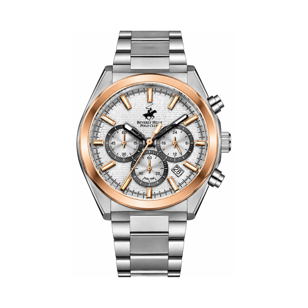 Beverly Hills Polo Club Men's Silver Dial Stainless Steel Quartz Watch BP3831X.530