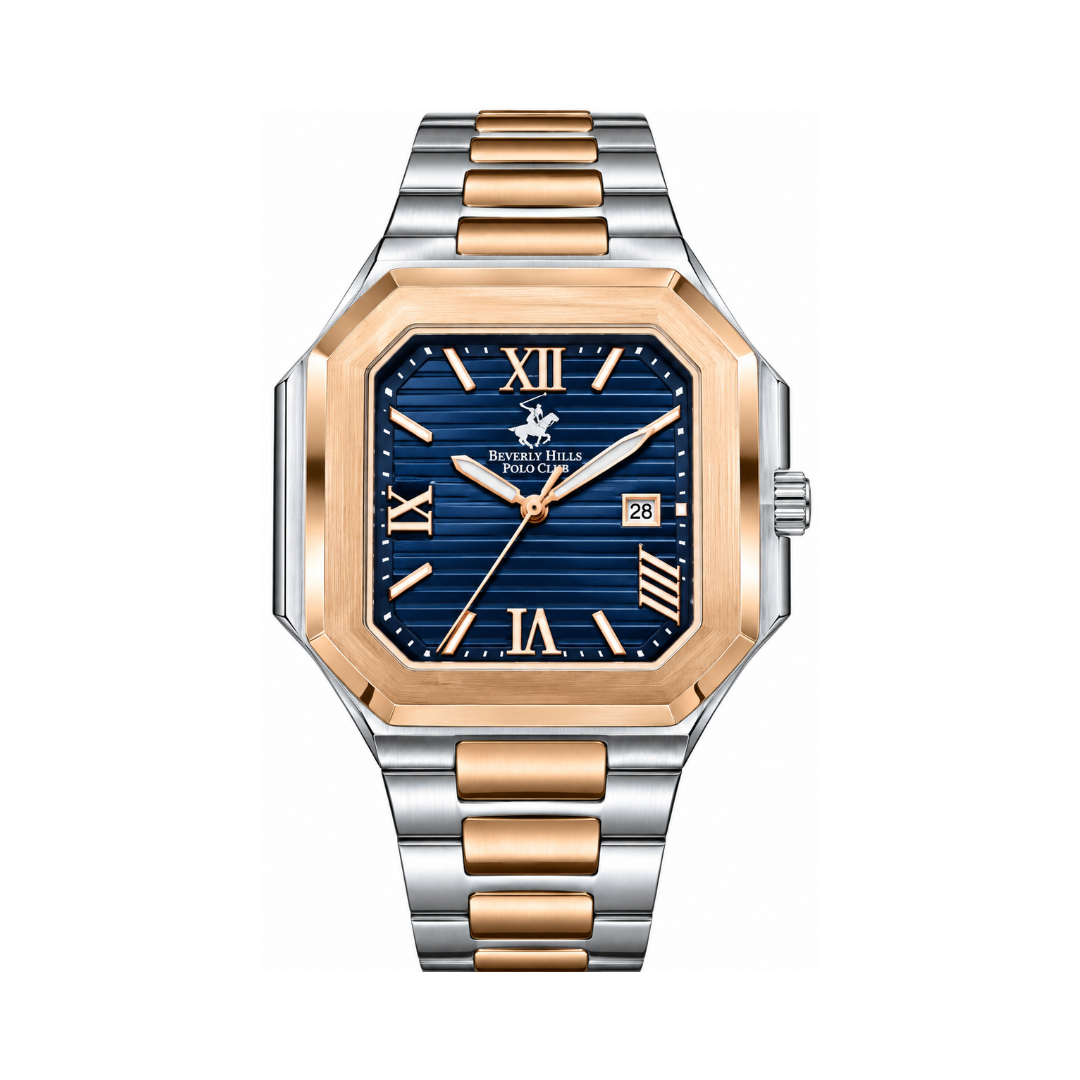 Beverly Hills Polo Club Men's Blue Dial Two-Tone Stainless Steel Quartz Date Watch BP3845X.590