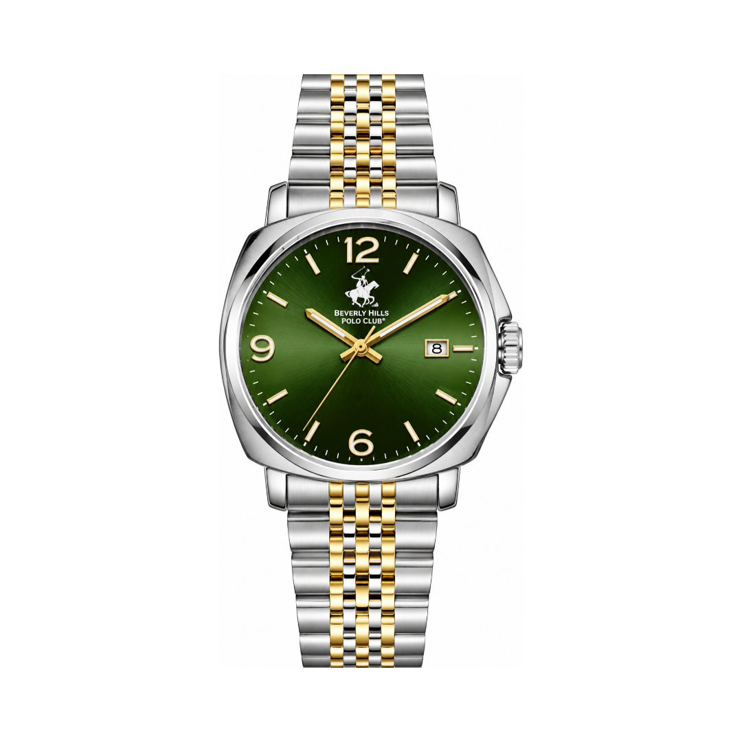 Beverly Hills Polo Club Men's Dark Green Dial Two-Tone Stainless Steel Quartz Date Watch BP3928X.270