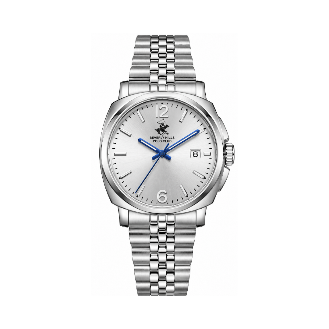 Beverly Hills Polo Club Men's Silver Dial Silver Stainless Steel Quartz Date Watch BP3928X.330