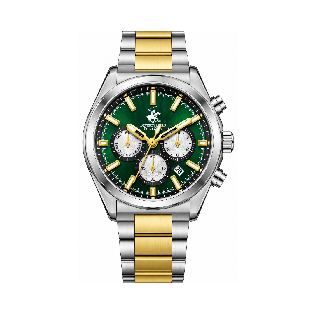 Beverly Hills Polo Club Men's Green Dial Two-Tone Stainless Steel Quartz Watch BP3831X.270