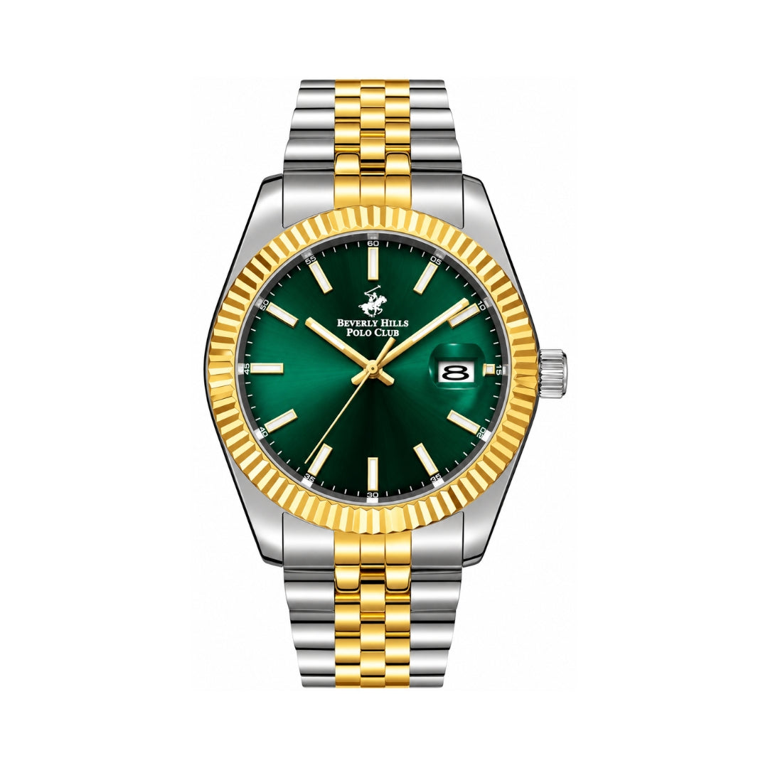 Beverly Hills Polo Club Summer 25 Men's Green Dial Two-Tone Stainless Steel Quartz Watch BP3018X.271