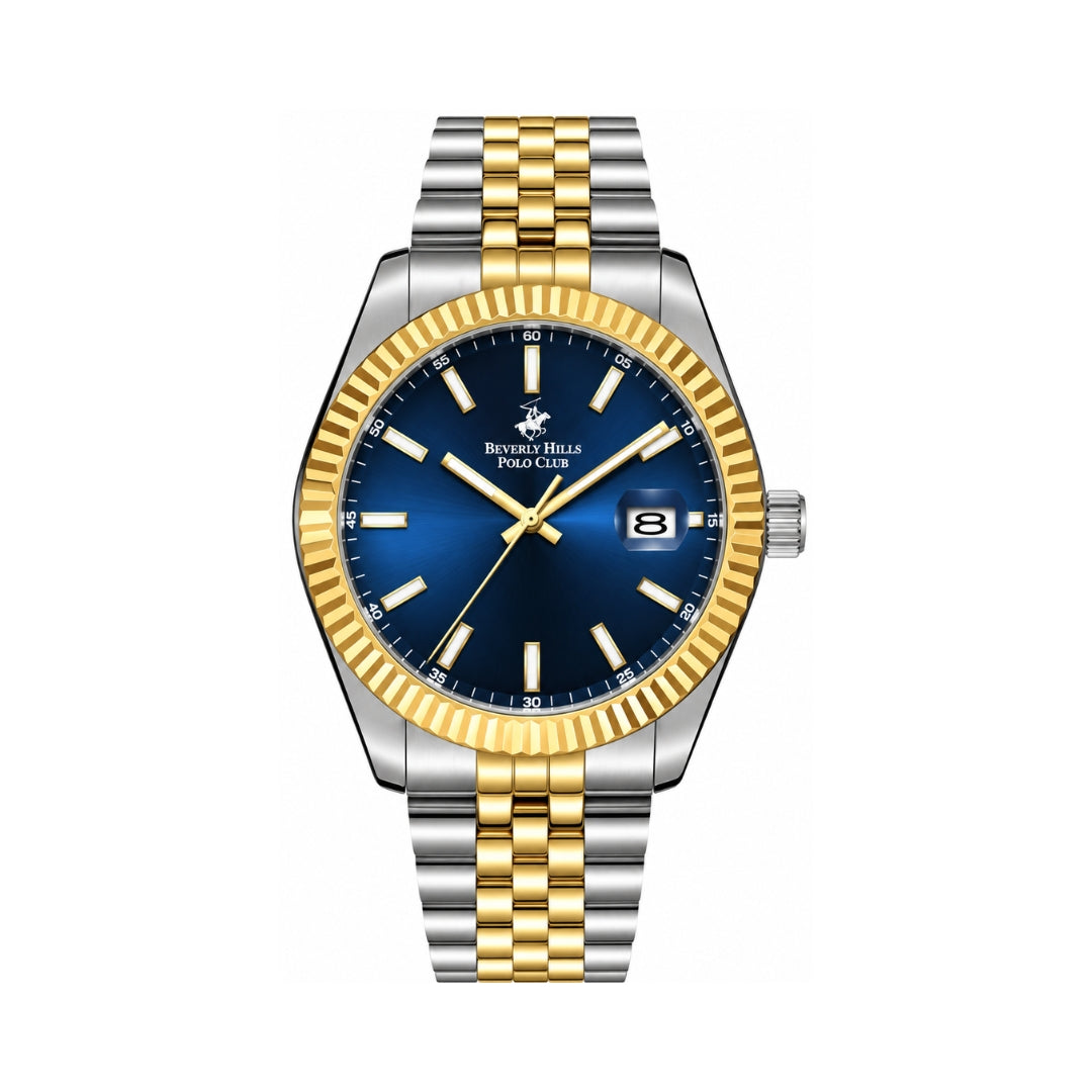 Beverly Hills Polo Club Men's Navy Blue Dial Two-Tone Stainless Steel Quartz Watch BP3018X.290