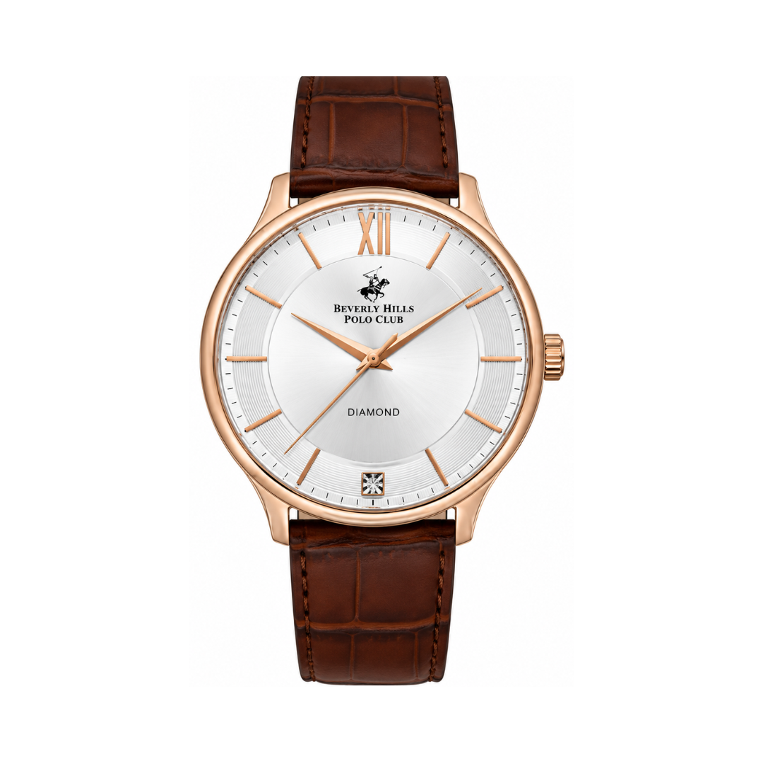 Beverly Hills Polo Club Men's Brown Leather Strap Watch BP3308X.432