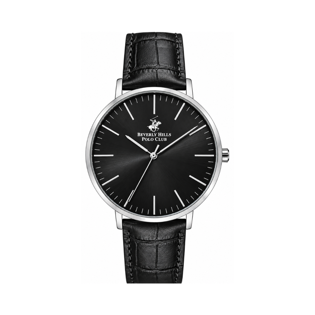 Beverly Hills Polo Club Men's Black Leather Strap Watch BP3129X.351