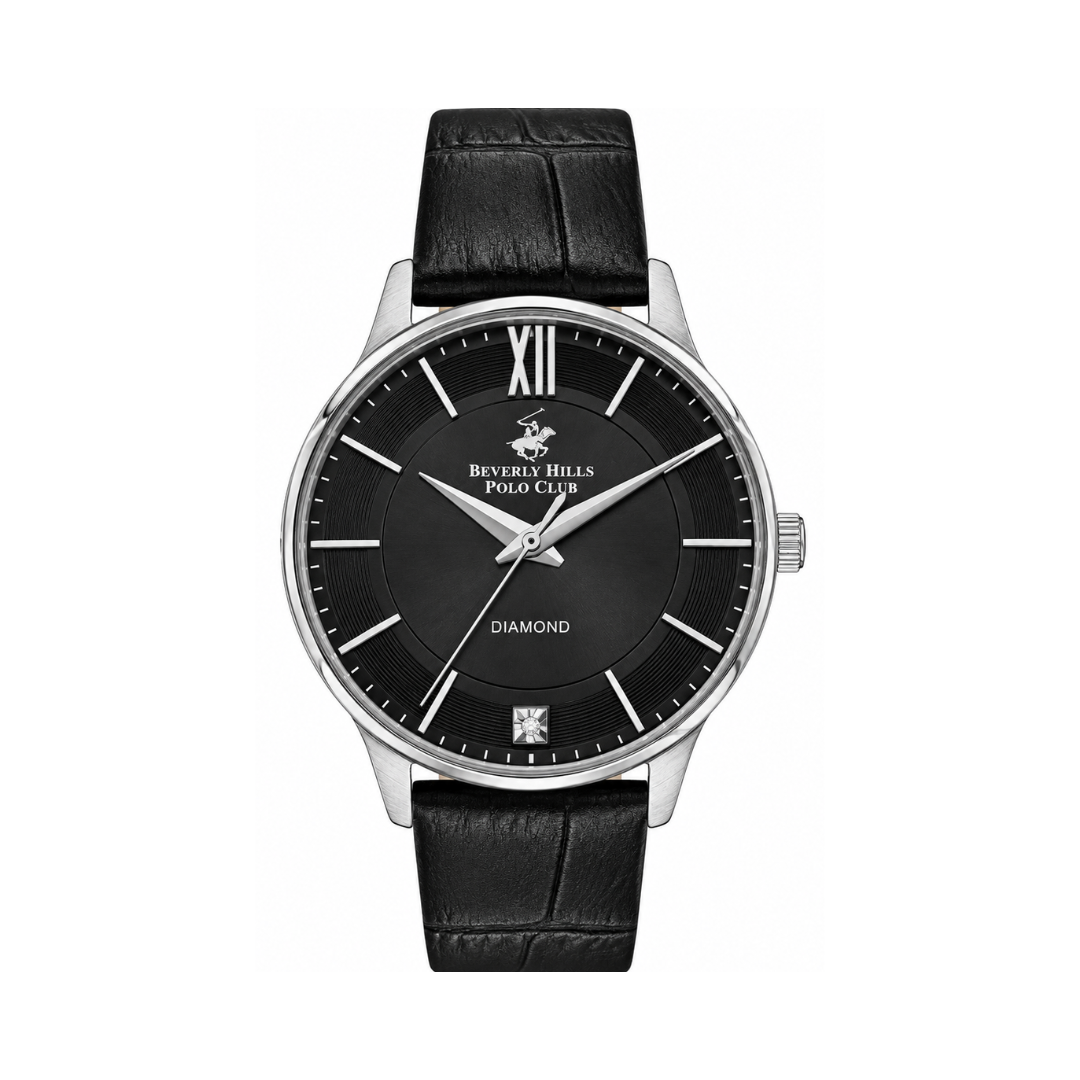 Beverly Hills Polo Club Men's Black Leather Strap Watch BP3308X.351