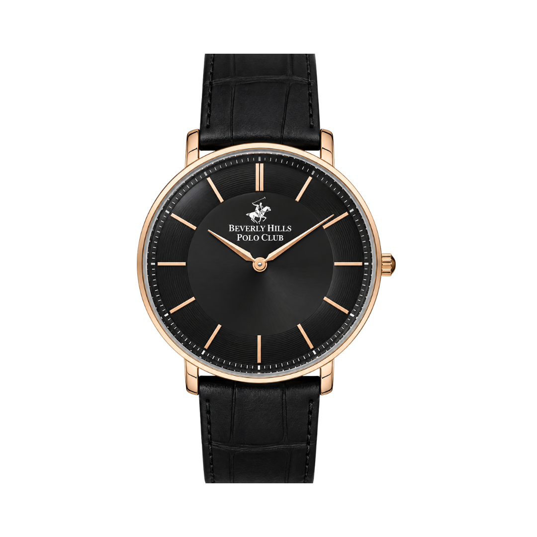 Beverly Hills Polo Club Men's Black Dial Leather Strap Watch BP3322X.451