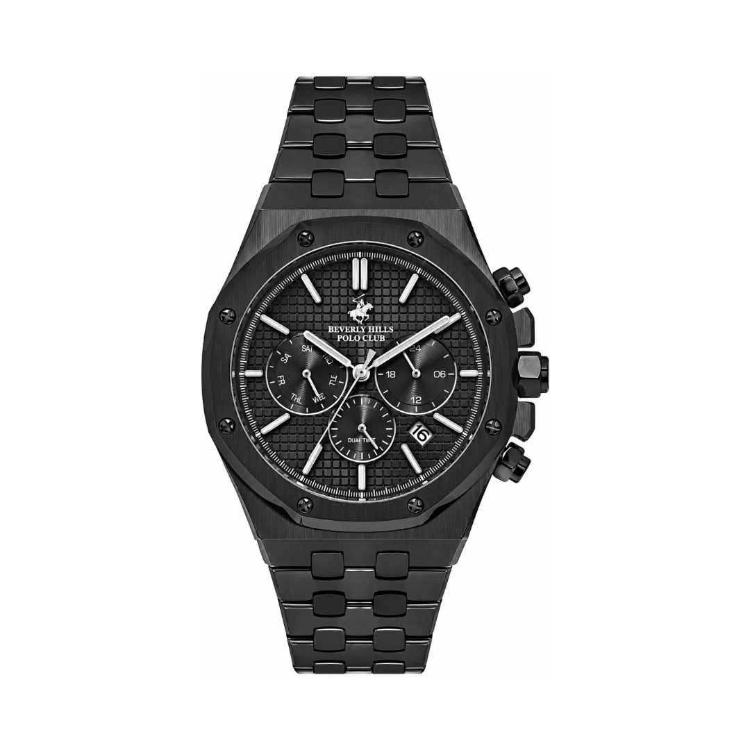 Beverly Hills Polo Club Multifunction Men's Black Dial Gunmetal Stainless Steel Quartz Watch BP3051X.650
