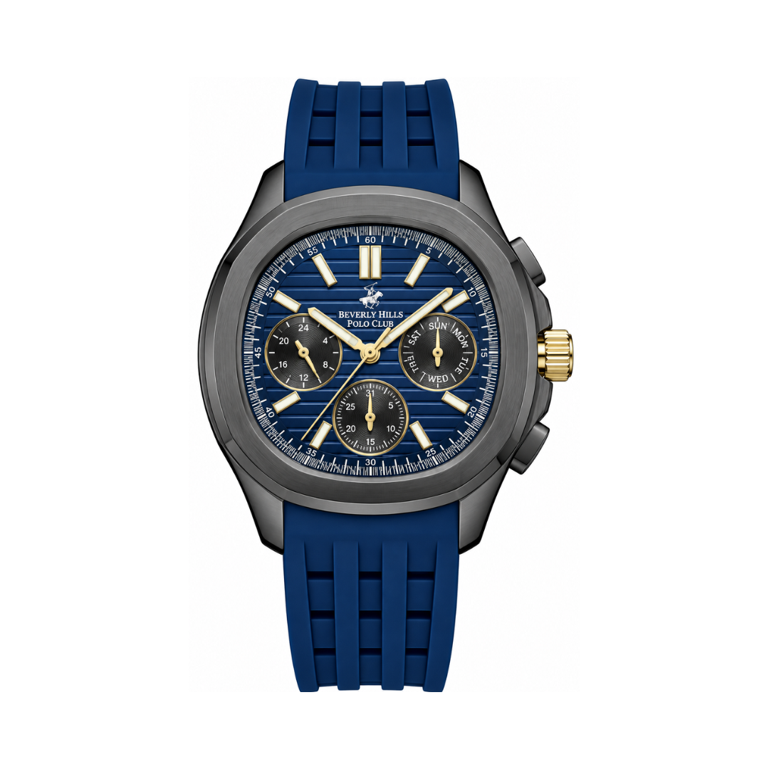 Beverly Hills Polo Club Best Seller Gents Men's Blue Dial Blue Rubber Quartz Multifunction Watch BP3211X.099