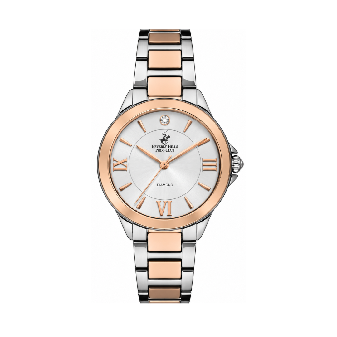 Beverly Hills Polo Club Miriam Women's Silver Dial Two-Tone Stainless Steel Quartz Diamond Watch BP3228X.530