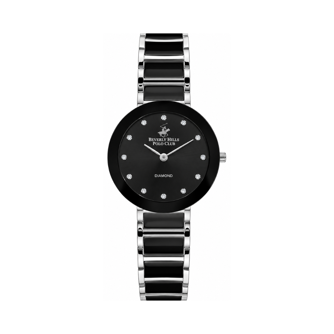 Beverly Hills Polo Club Women's Black Ceramic Dial Stainless Steel Watch BP3236X.350