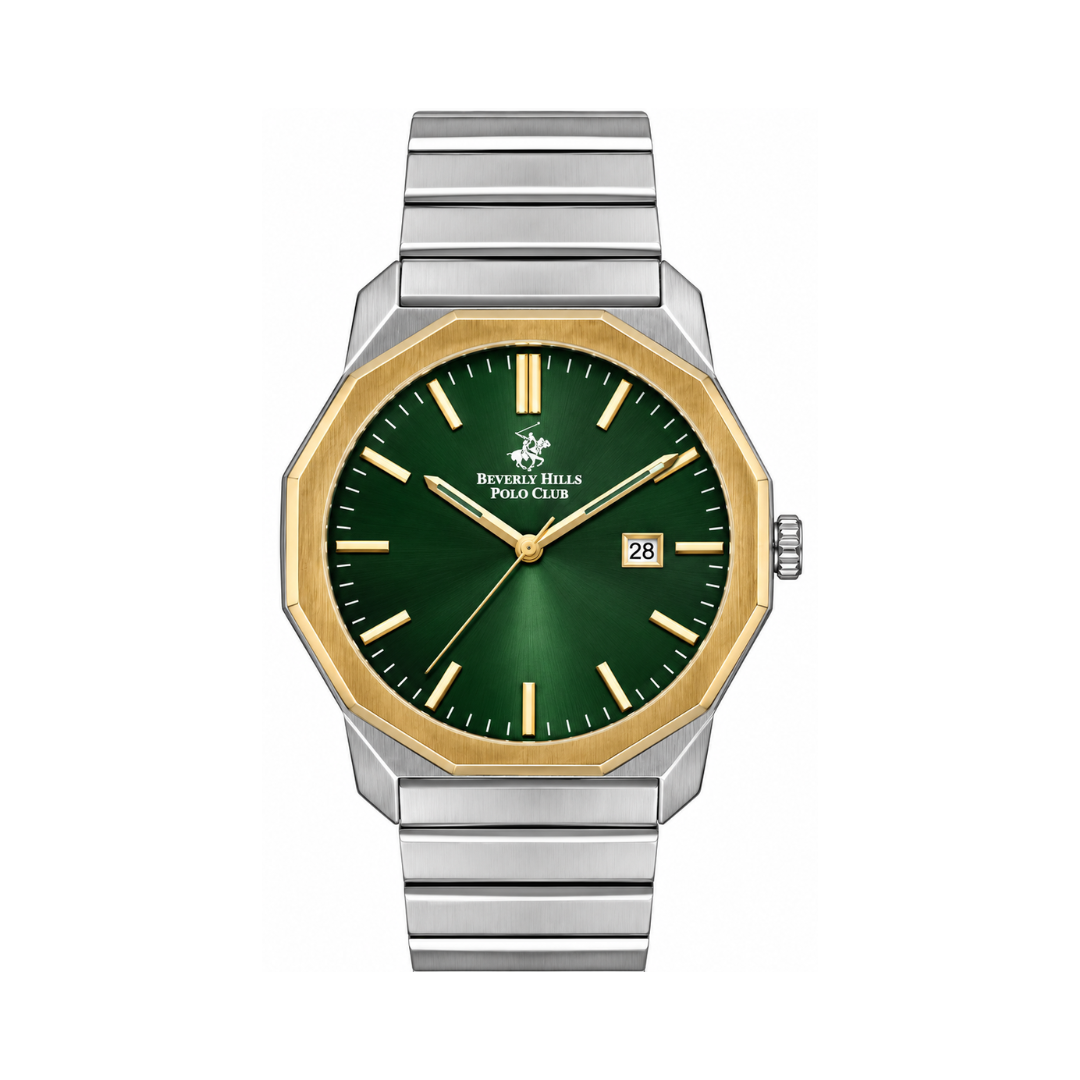 Beverly Hills Polo Club Men's Dark Green Dial Two-Tone Stainless Steel Date Watch BP3285X.270