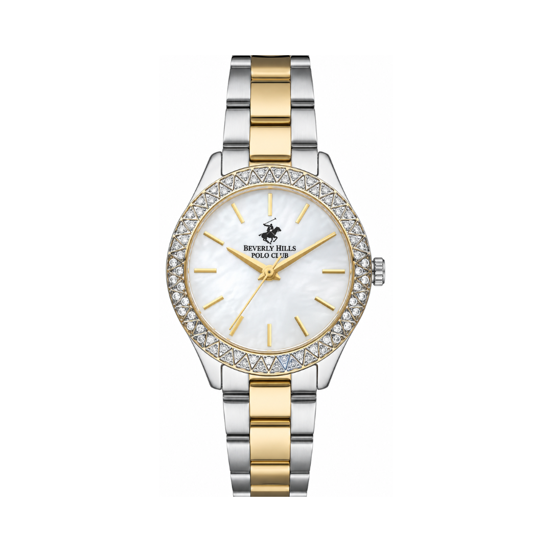Beverly Hills Polo Club Women's White MOP Dial Gold Stainless Steel Watch BP3291C.220