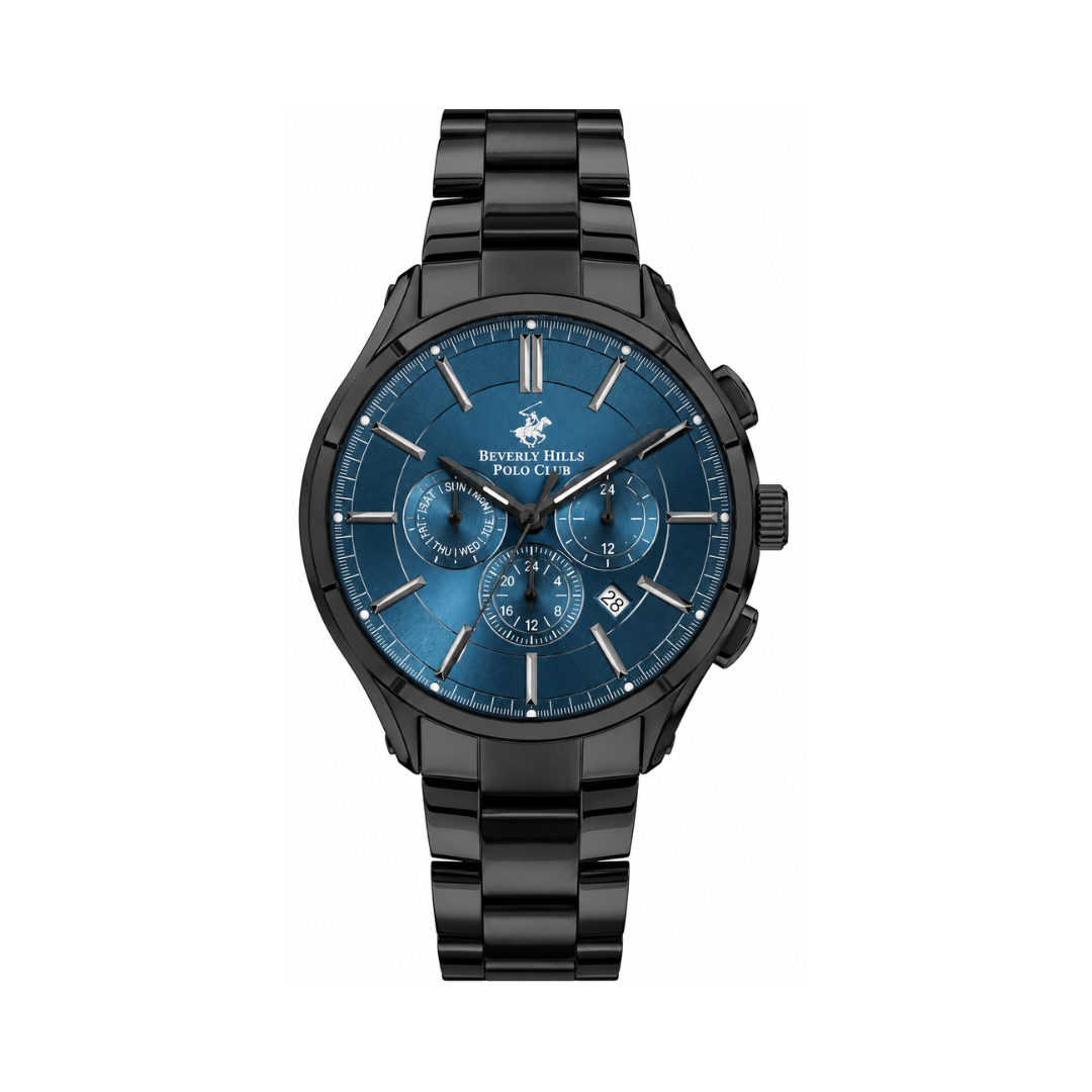 Beverly Hills Polo Club Men's Dark Blue Dial Black Stainless Steel Multifunction Watch BP3304X.690