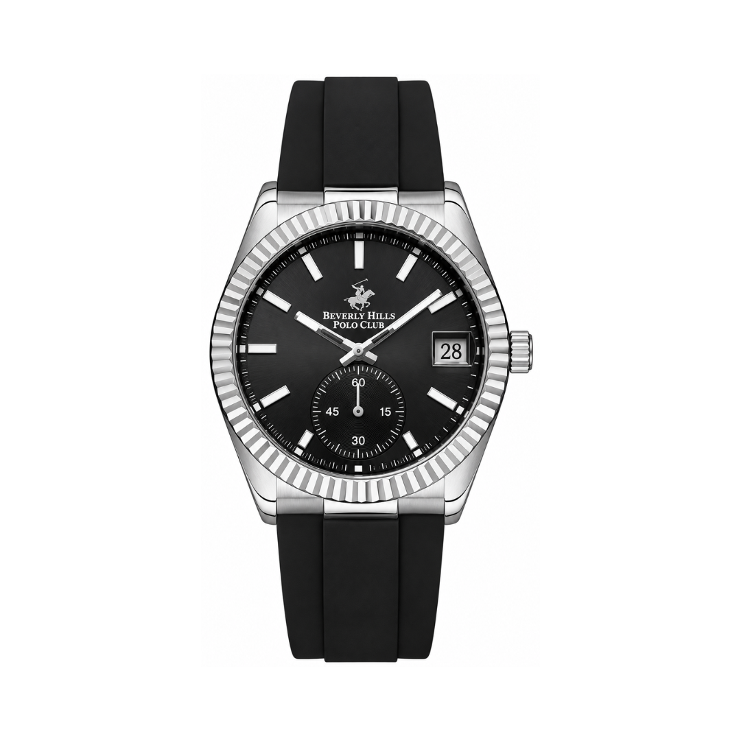 Beverly Hills Polo Club Men's Black Dial Black Silicone Strap Watch BP3325X.351