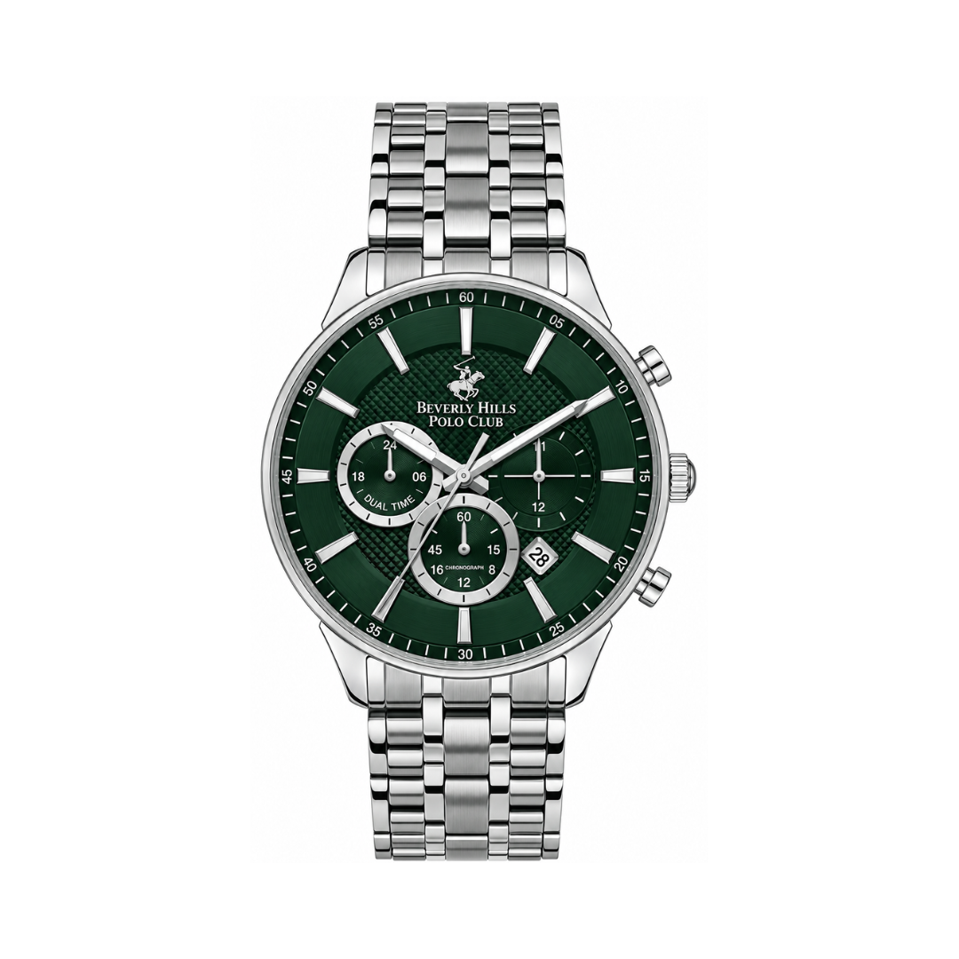Beverly Hills Polo Club Men's Green Dial Stainless Steel Multifunction Watch BP3346X.370