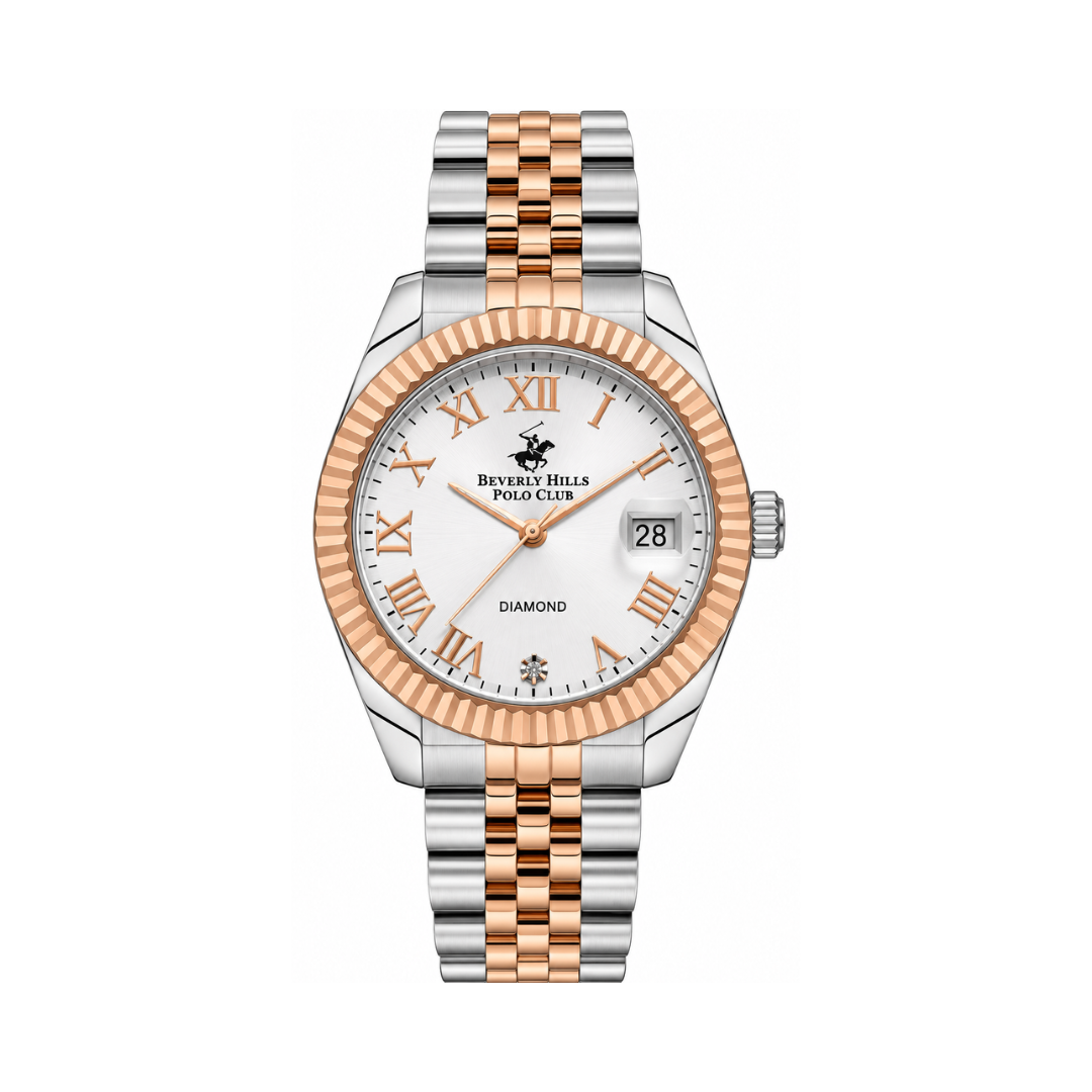 Beverly Hills Polo Club Women's White Dial Two-Tone Stainless Steel Diamond Watch BP3582C.530