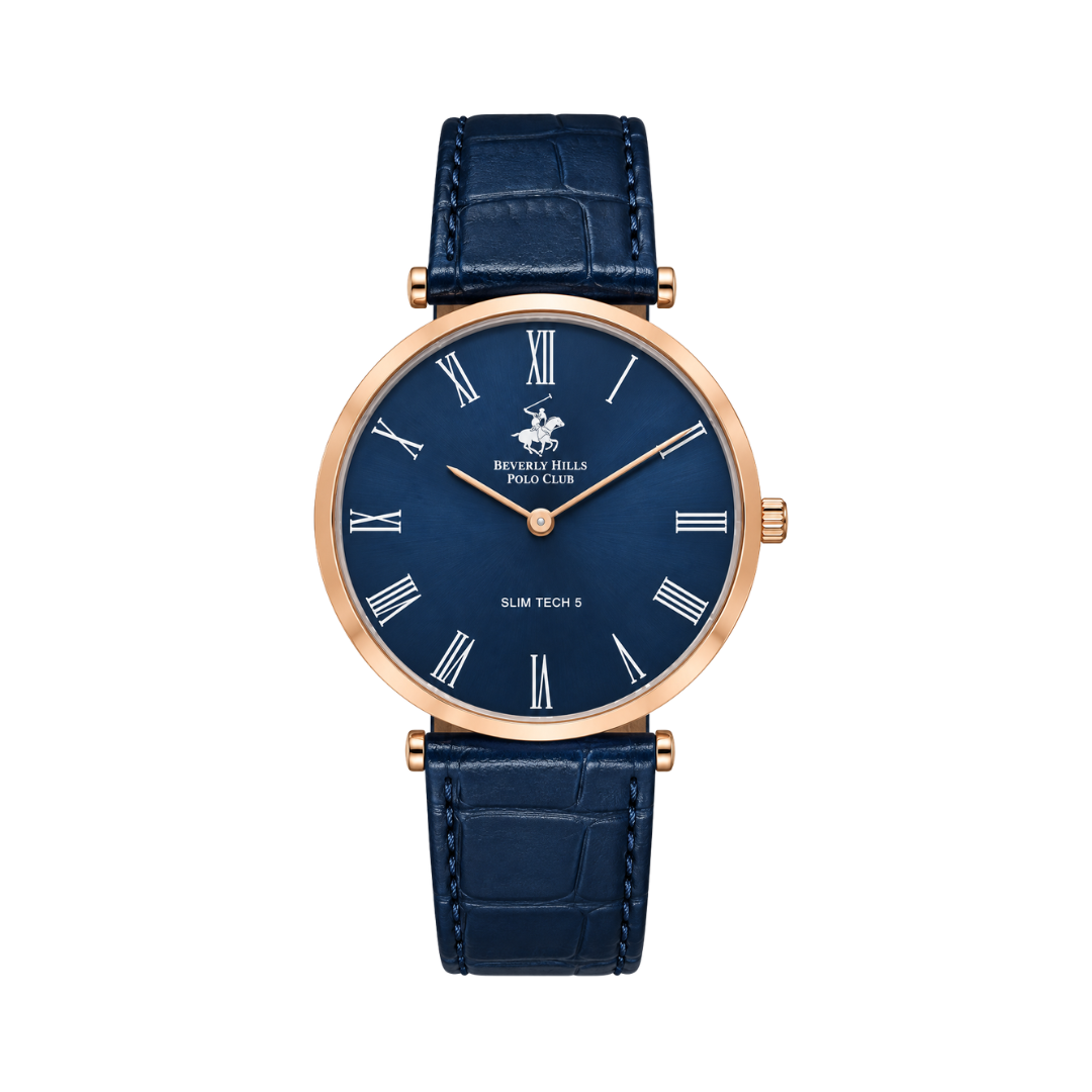 Beverly Hills Polo Club Men's Blue Dial Blue Leather Strap Chronograph Watch BP3615X.499