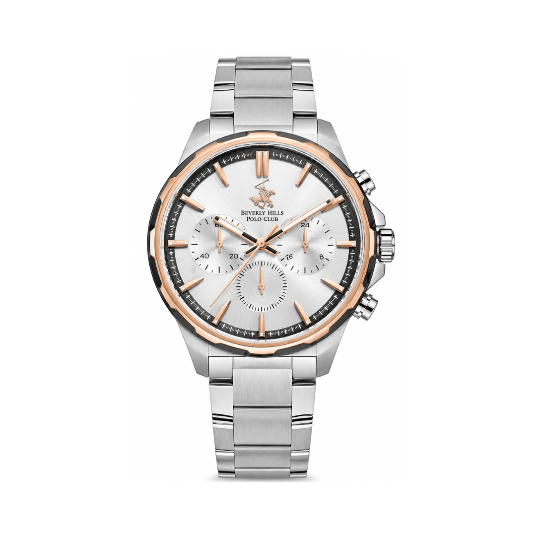 Beverly Hills Polo Club Men's Silver Dial Silver Stainless Steel Multifunction Watch BP3651X.330