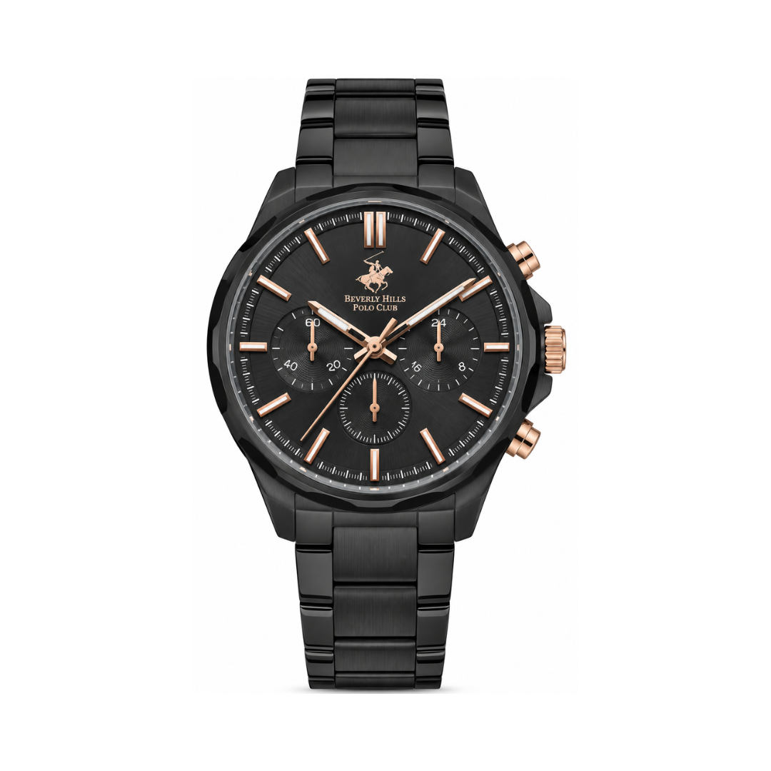 Beverly Hills Polo Club Men's Black Dial Black Stainless Steel Multifunction Watch BP3651X.661
