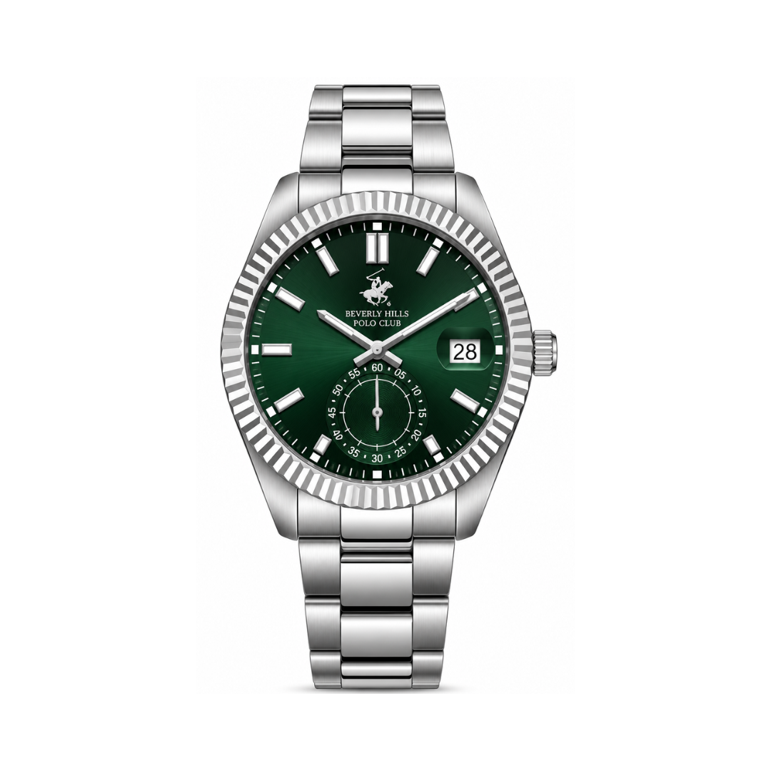 Beverly Hills Polo Club Men's Dark Green Dial Silver Stainless Steel Watch BP3652X.370