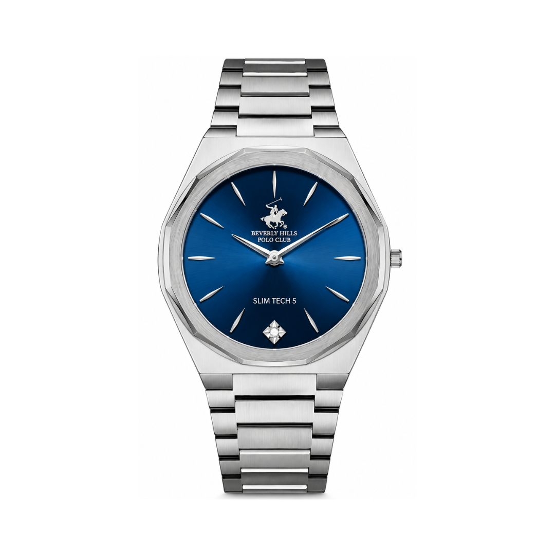 Beverly Hills Polo Club Men's Dark Blue Dial Silver Stainless Steel Watch BP3667X.390