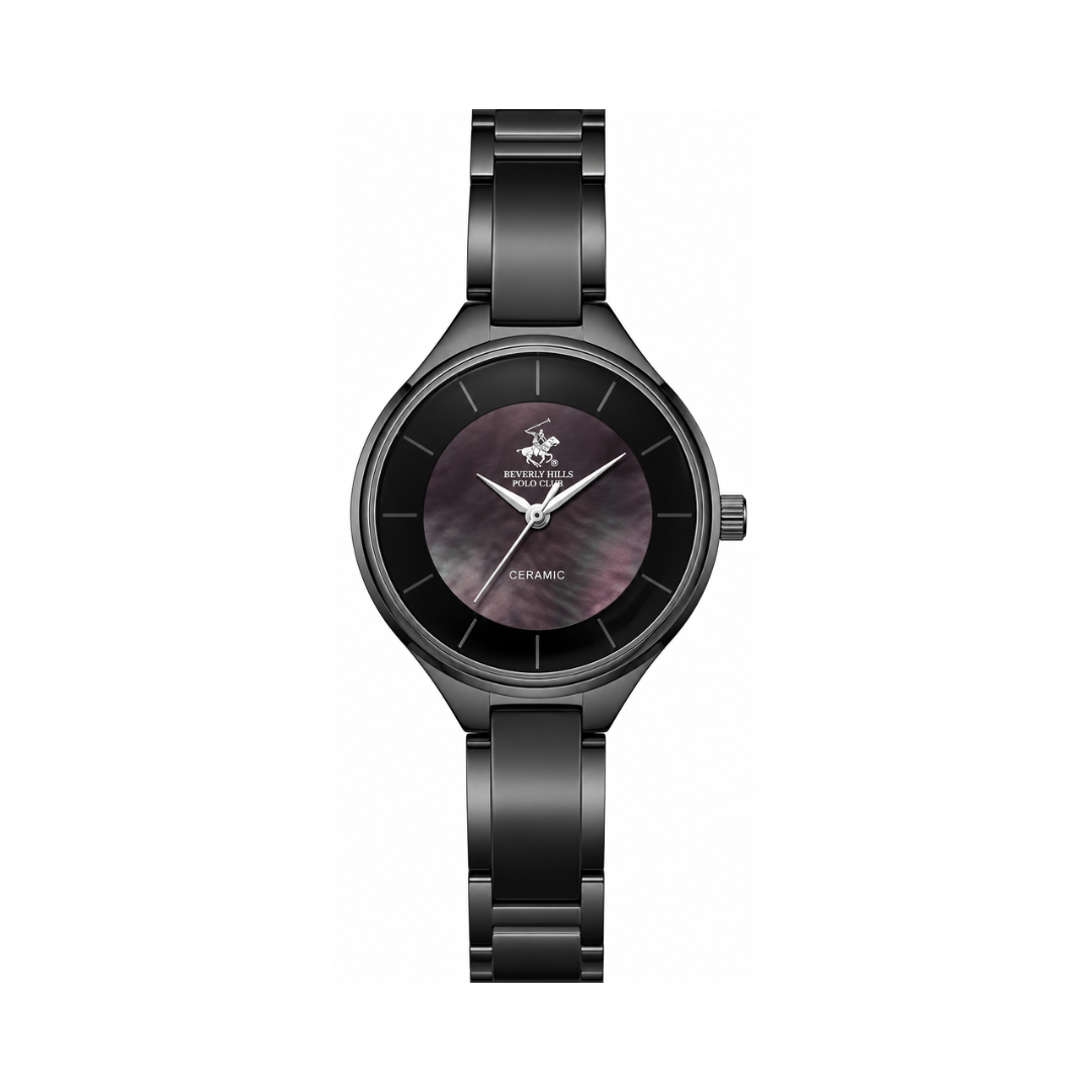 Beverly Hills Polo Club Women's Black MOP Dial Black Stainless Steel Ceramic Watch BP3706C.851