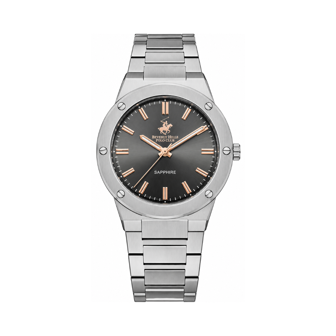 Beverly Hills Polo Club Men's Grey Dial Silver Stainless Steel Quartz Watch BP3717X.360