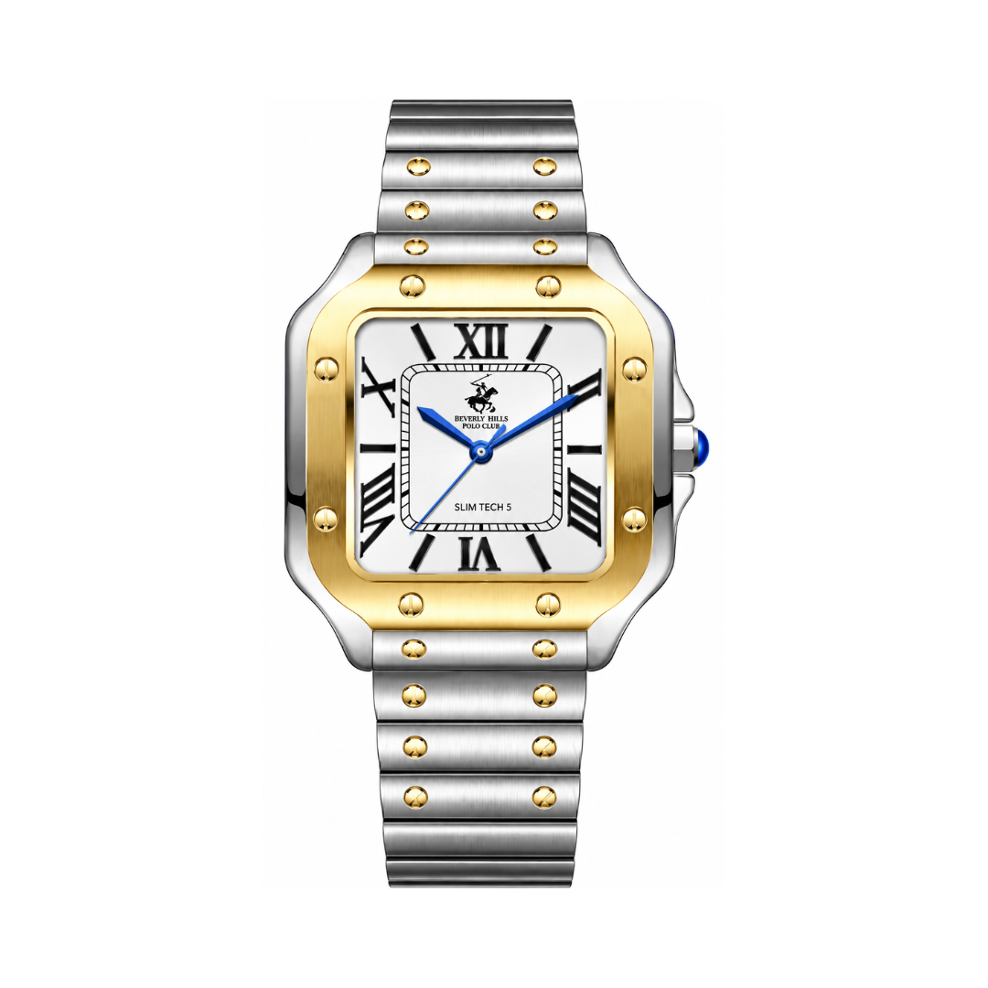 Beverly Hills Polo Club Men's Silver Dial Silver & Gold Stainless Steel Quartz Watch BP3729X.230