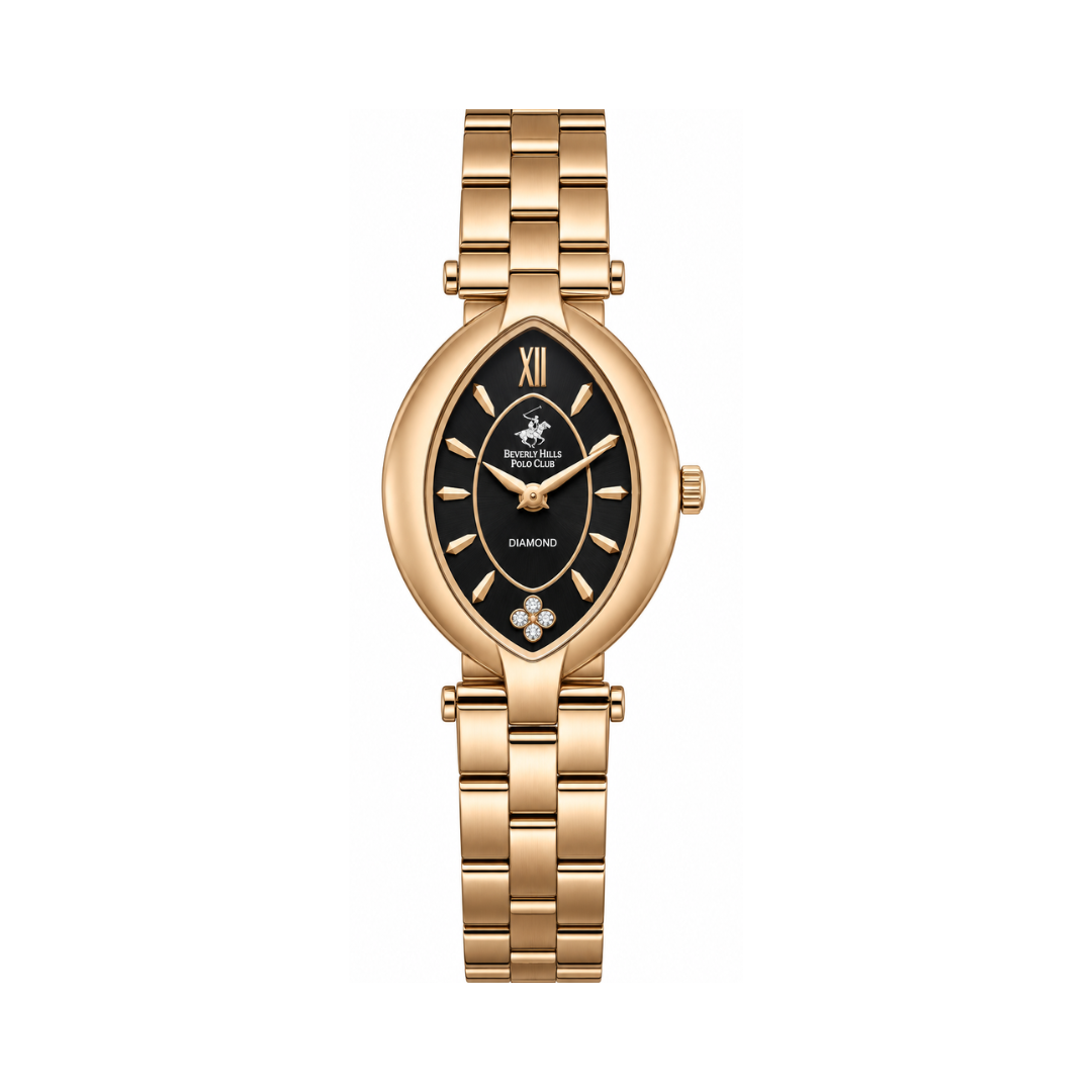 Beverly Hills Polo Club Women's Dark Blue Dial Rose Gold Stainless Steel Diamond Quartz Watch BP3739C.490