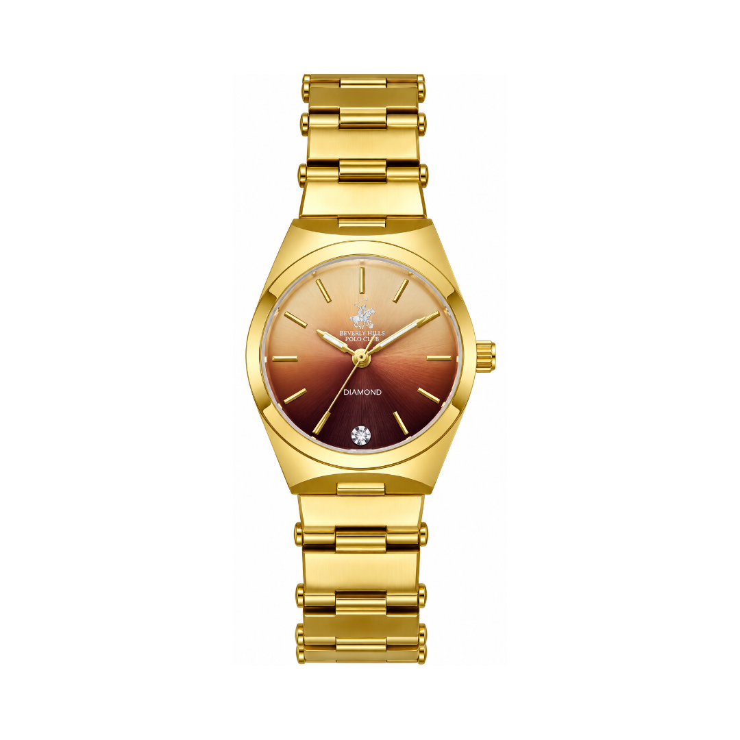Beverly Hills Polo Club Women's Brown Mother-of-Pearl Dial Gold Stainless Steel Quartz Watch BP3767X.140