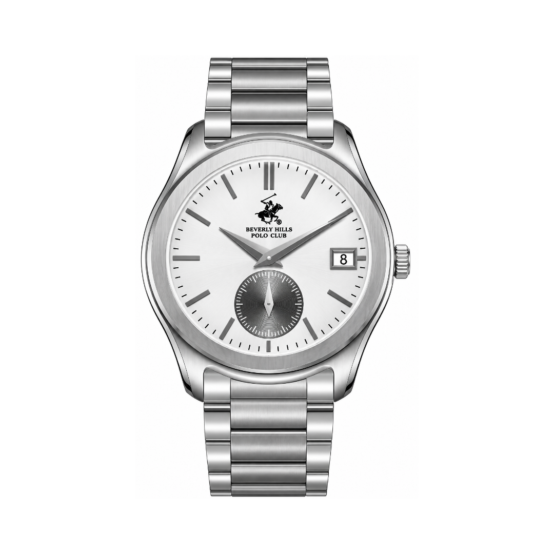 Beverly Hills Polo Club Men's White Dial Silver Stainless Steel Quartz Watch BP3772X.330