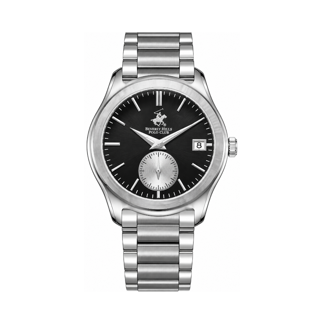 Beverly Hills Polo Club Men's Black Dial Silver Stainless Steel Quartz Watch BP3772X.350