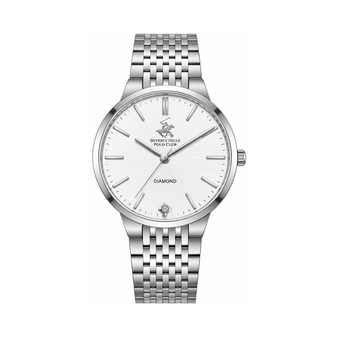 Beverly Hills Polo Club Men's White Dial Silver Stainless Steel Quartz Watch BP3776X.330