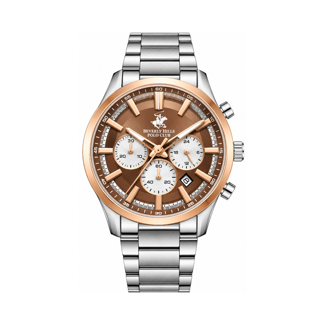 Beverly Hills Polo Club Men's Blue Dial Silver Stainless Steel Quartz Multifunction Watch BP3779X.510