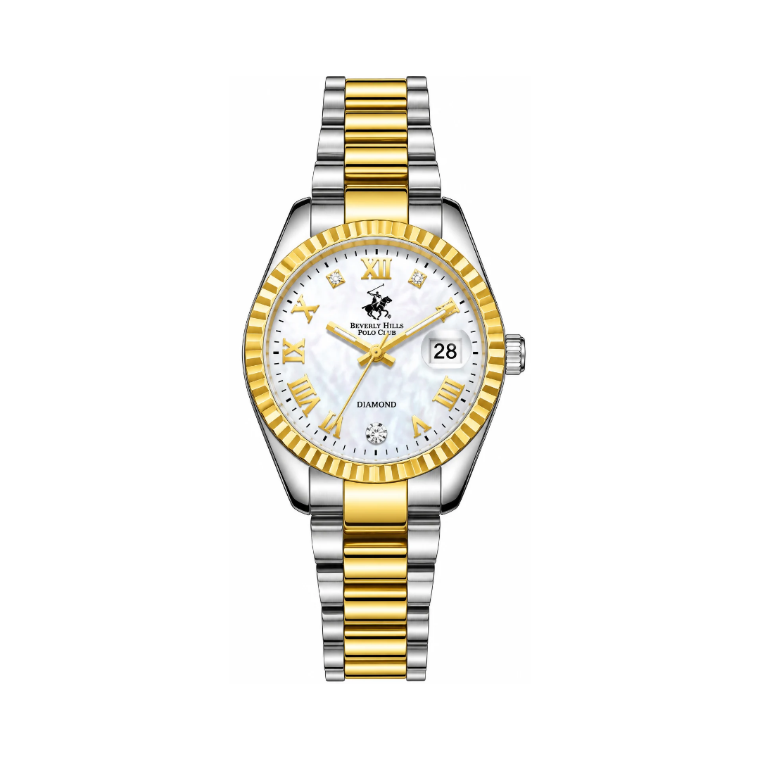 Beverly Hills Polo Club Women's Mother of Pearl Dial Two-Tone Stainless Steel Quartz Date Watch BP3819X.220