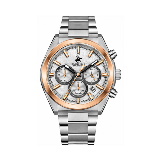 Beverly Hills Polo Club Men's Silver Dial Stainless Steel Quartz Watch BP3831X.530