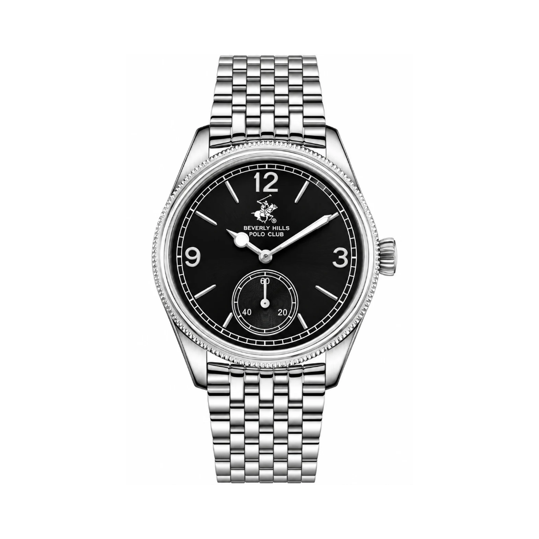 Beverly Hills Polo Club Men's Black Dial Silver Stainless Steel Quartz Watch BP3890X.350