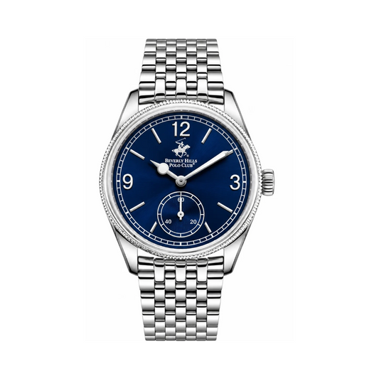 Beverly Hills Polo Club Men's Blue Dial Silver Stainless Steel Quartz Watch BP3890X.390