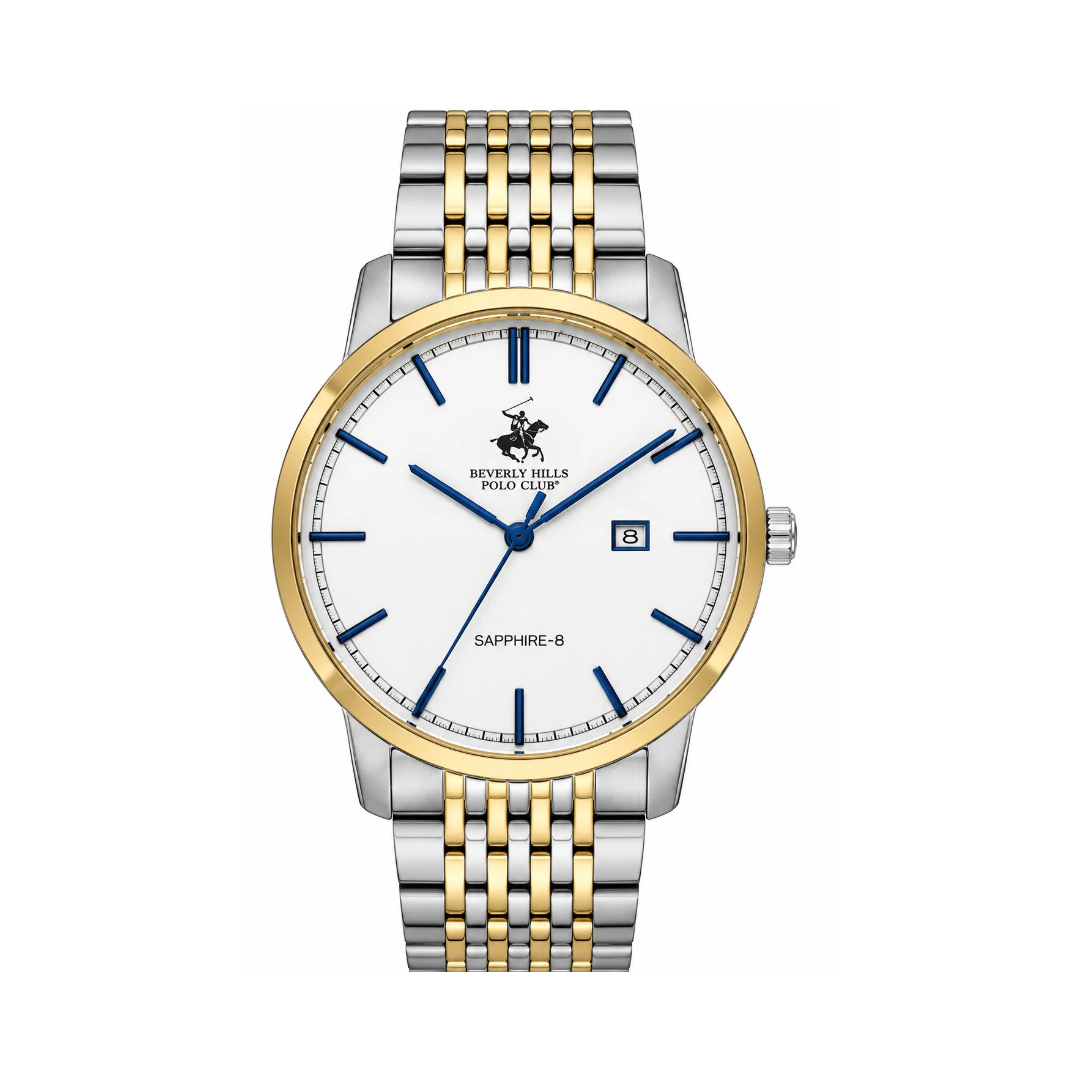 Beverly Hills Polo Club Men's White Dial Two-Tone Stainless Steel Quartz Date Watch BP3895X.230