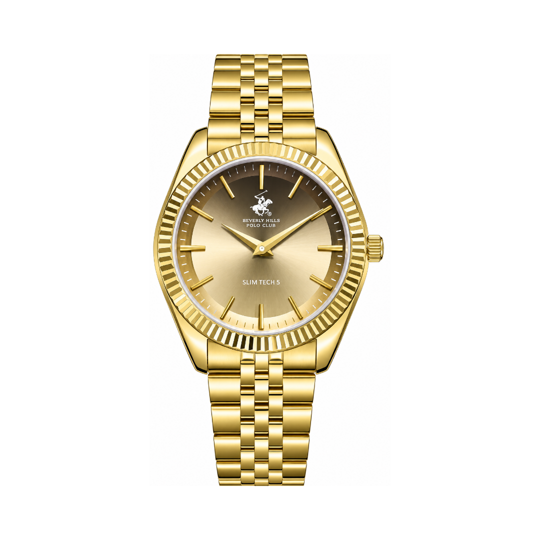 Beverly Hills Polo Club Men's Champagne Dial Gold Stainless Steel Quartz Watch BP3830X.160