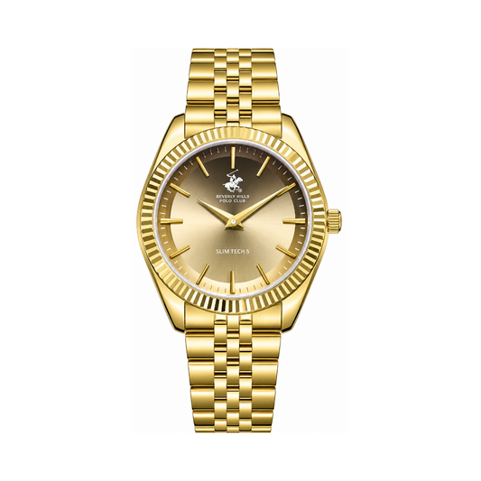 Beverly Hills Polo Club Men's Champagne Dial Gold Stainless Steel Quartz Watch BP3830X.160