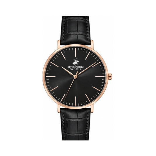 Beverly Hills Polo Club Men's Black Dial Black Leather Strap Watch BP3129X.451