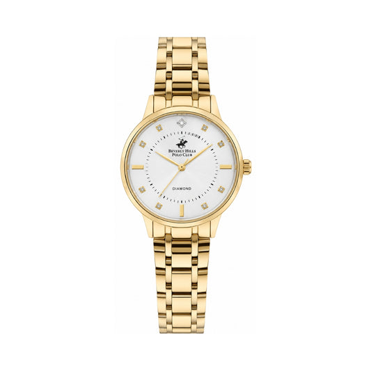 Beverly Hills Polo Club Women's Silver MOP Dial Gold Stainless Steel Diamond Watch BP3388C.130