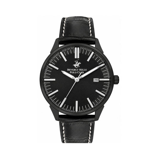 Beverly Hills Polo Club Men's Black Dial Black Leather Watch BP3342X.651