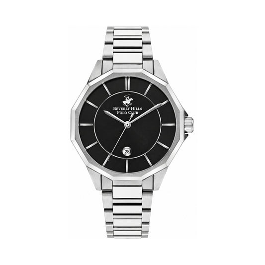 Beverly Hills Polo Club Men's Black Dial Stainless Steel Date Watch BP3375X.350