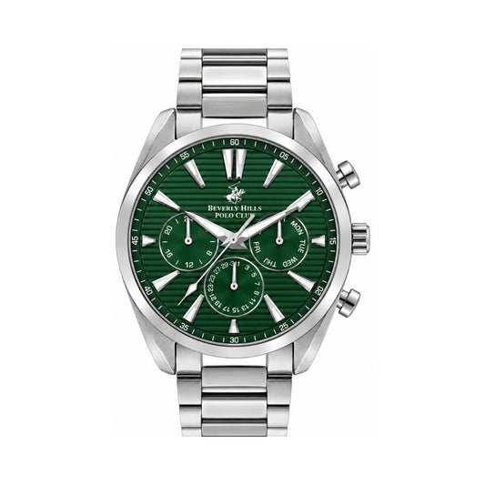 Beverly Hills Polo Club Men's Green Dial Stainless Steel Multifunction Watch BP3336X.370
