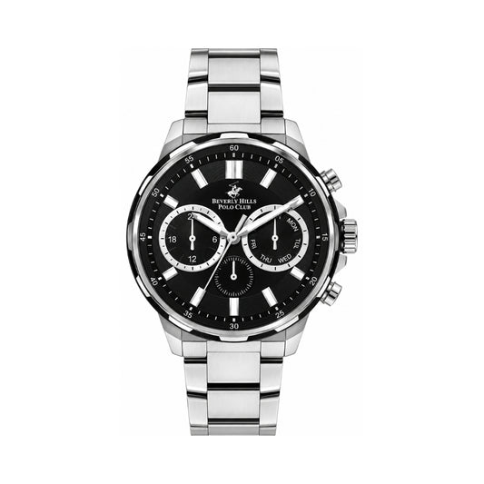 Beverly Hills Polo Club Men's Black Dial Stainless Steel Multifunction Watch BP3403X.350