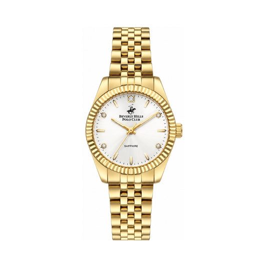 Beverly Hills Polo Club Women's White MOP Dial Gold Stainless Steel Diamond Watch BP3295X.120
