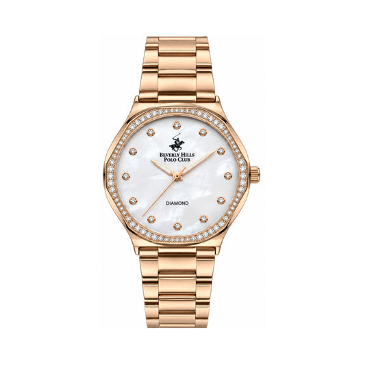 Beverly Hills Polo Club Women's Silver Dial Rose Gold Stainless Steel Watch BP3399C.430